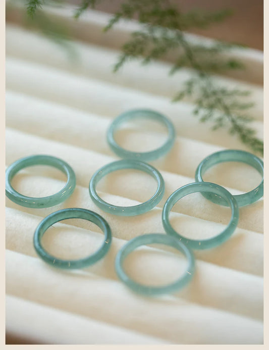 Natural A-Grade Icy Blue Jadeite Ring | Spiritual Couple Rings