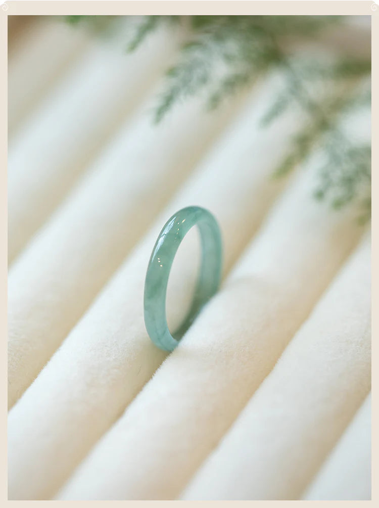 Natural A-Grade Icy Blue Jadeite Ring | Spiritual Couple Rings