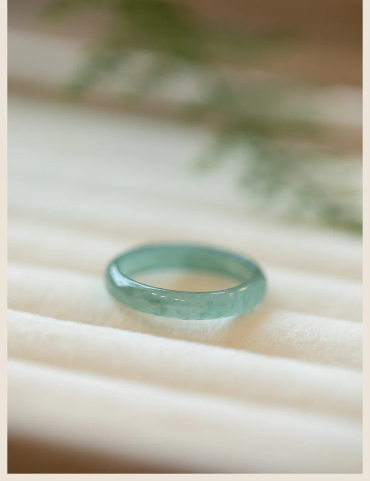 Natural A-Grade Icy Blue Jadeite Ring | Spiritual Couple Rings