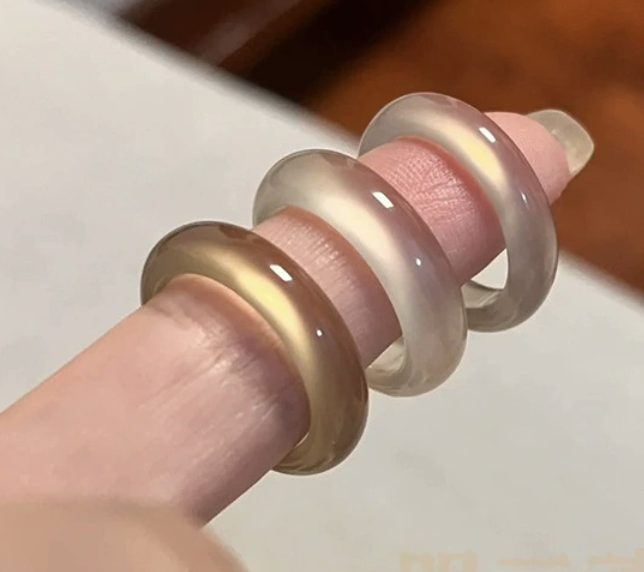 Icy white chalcedony natural Brazilian agate ring Multiple colors available