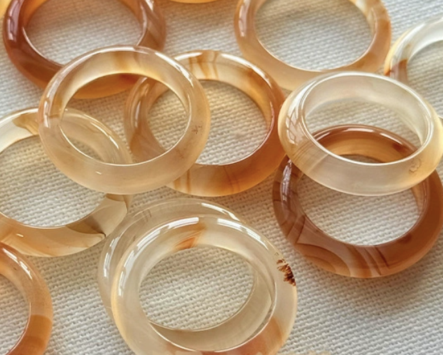 Icy white chalcedony natural Brazilian agate ring Multiple colors available