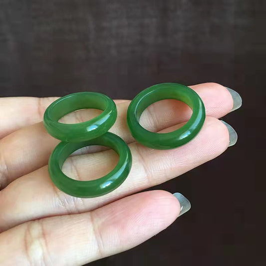 Jade Ring Spinach Green Unisex Jade Ring Pinky Ring