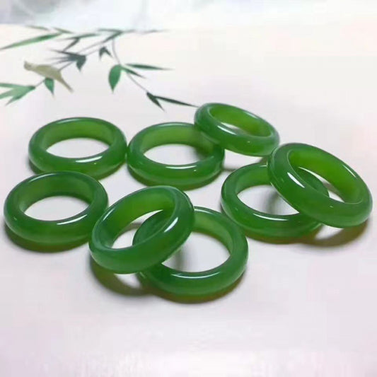 Jade Ring Spinach Green Unisex Jade Ring Pinky Ring