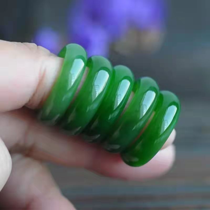 Jade Ring Spinach Green Unisex Jade Ring Pinky Ring