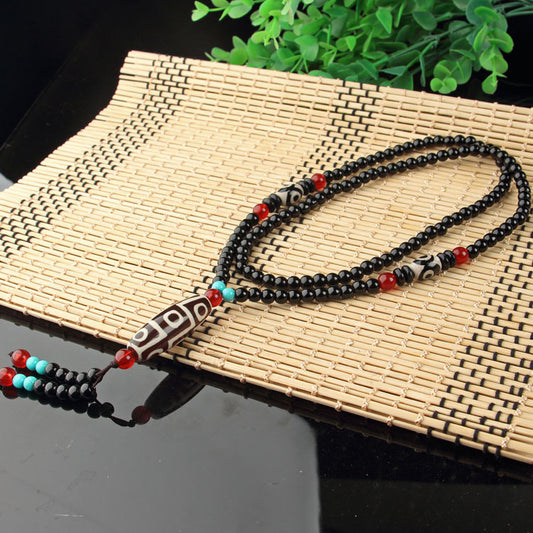 Nine-Eyed Dzi Necklace and Agate Dzi Sweater Chain Multiple options available