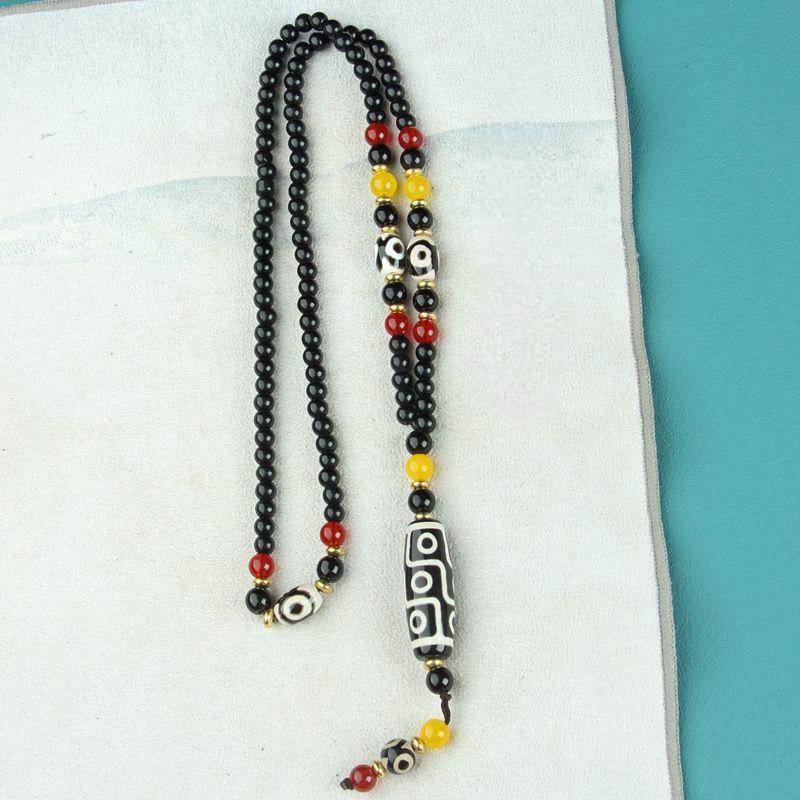 Nine-Eyed Dzi Necklace and Agate Dzi Sweater Chain Multiple options available