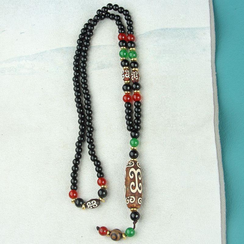 Nine-Eyed Dzi Necklace and Agate Dzi Sweater Chain Multiple options available