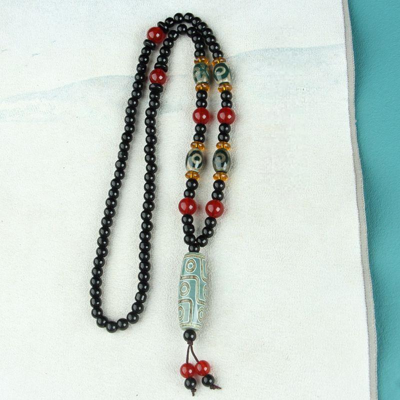 Nine-Eyed Dzi Necklace and Agate Dzi Sweater Chain Multiple options available