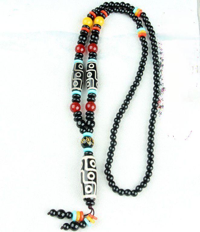 Nine-Eyed Dzi Necklace and Agate Dzi Sweater Chain Multiple options available