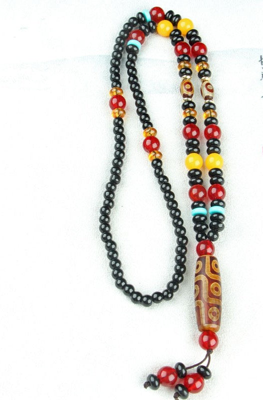 Nine-Eyed Dzi Necklace and Agate Dzi Sweater Chain Multiple options available