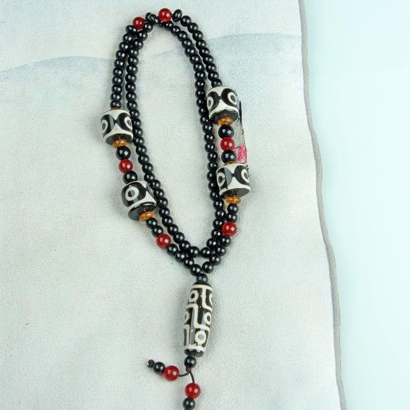 Nine-Eyed Dzi Necklace and Agate Dzi Sweater Chain Multiple options available