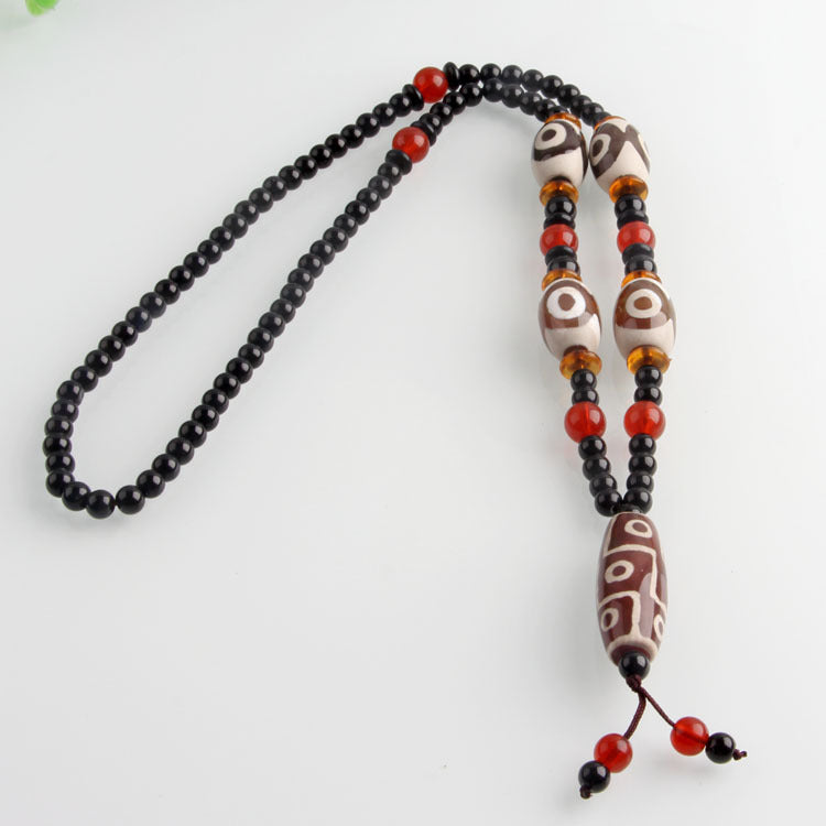 Nine-Eyed Dzi Necklace and Agate Dzi Sweater Chain Multiple options available