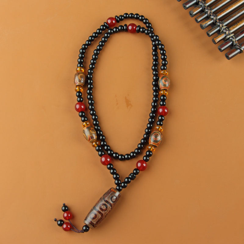 Nine-Eyed Dzi Necklace and Agate Dzi Sweater Chain Multiple options available