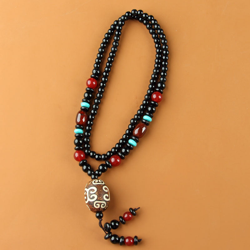 Nine-Eyed Dzi Necklace and Agate Dzi Sweater Chain Multiple options available