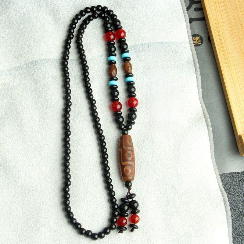 Nine-Eyed Dzi Necklace and Agate Dzi Sweater Chain Multiple options available