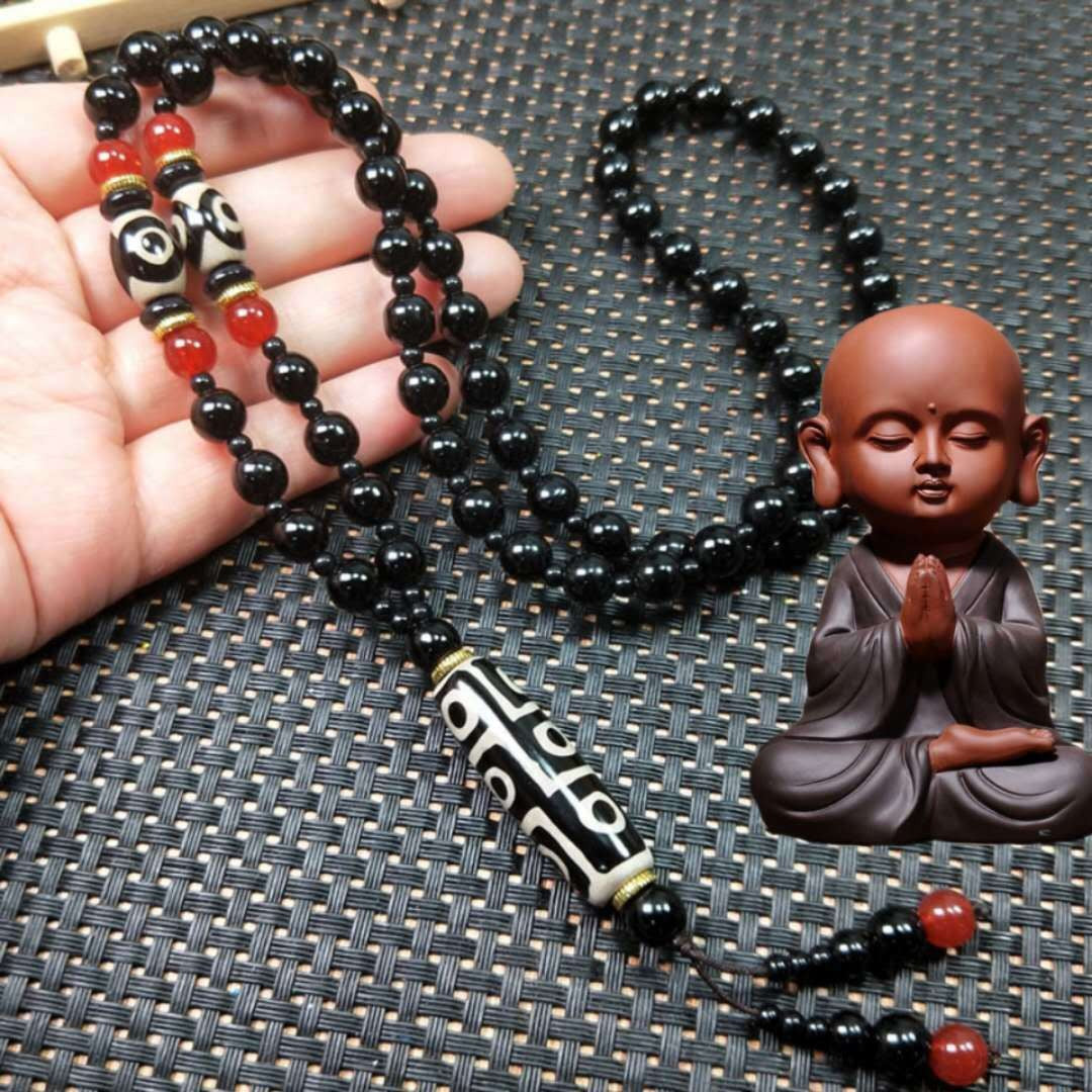 Nine-Eyed Dzi Necklace and Agate Dzi Sweater Chain Multiple options available