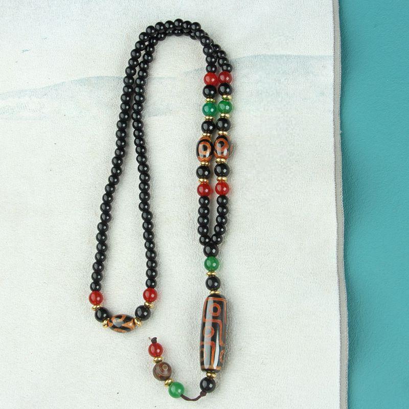 Nine-Eyed Dzi Necklace and Agate Dzi Sweater Chain Multiple options available