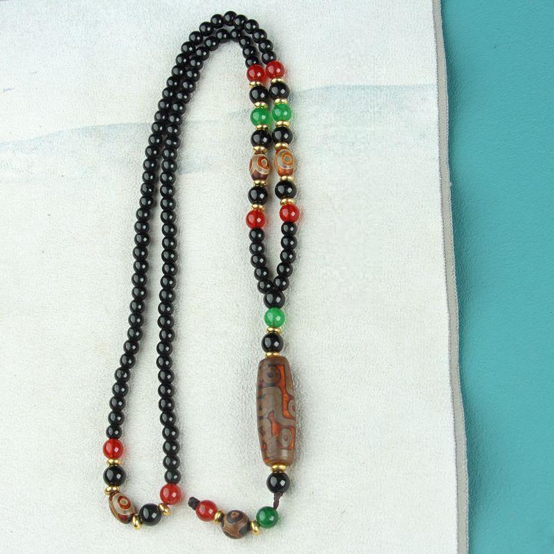 Nine-Eyed Dzi Necklace and Agate Dzi Sweater Chain Multiple options available