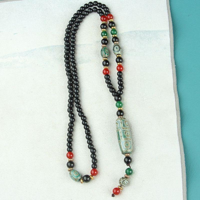 Nine-Eyed Dzi Necklace and Agate Dzi Sweater Chain Multiple options available