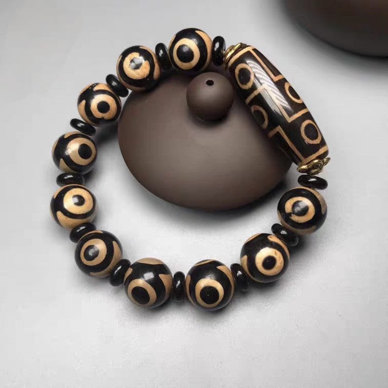 Dzi bracelets, Tibetan agate three-eyed Dzi bracelets, Tibetan nine-eyed Dzi, agate Dzi