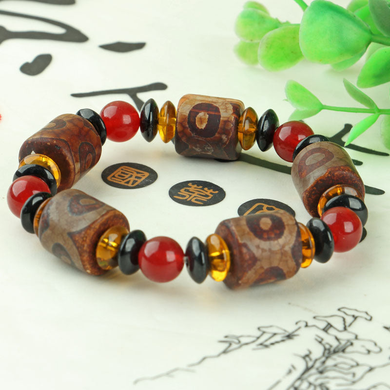 Dzi bracelets, Tibetan agate three-eyed Dzi bracelets, Tibetan nine-eyed Dzi, agate Dzi