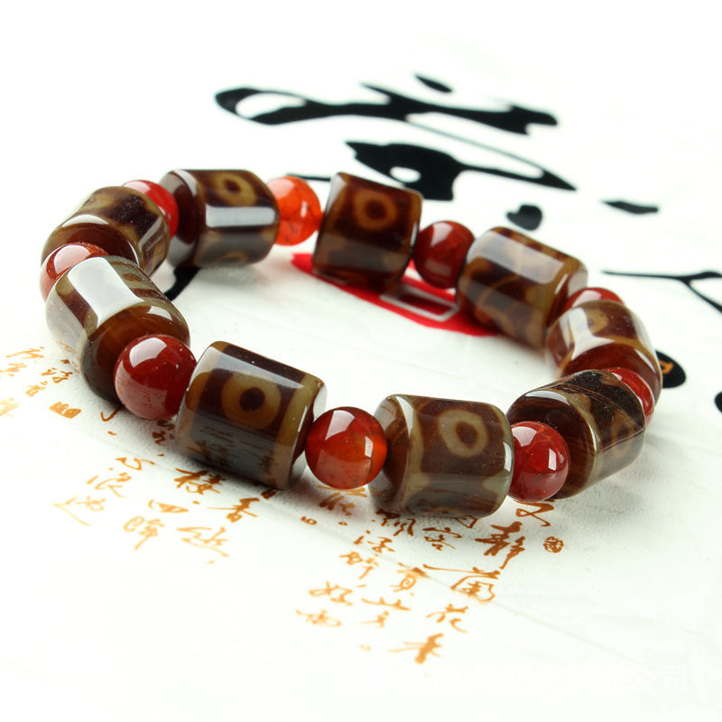 Dzi bracelets, Tibetan agate three-eyed Dzi bracelets, Tibetan nine-eyed Dzi, agate Dzi