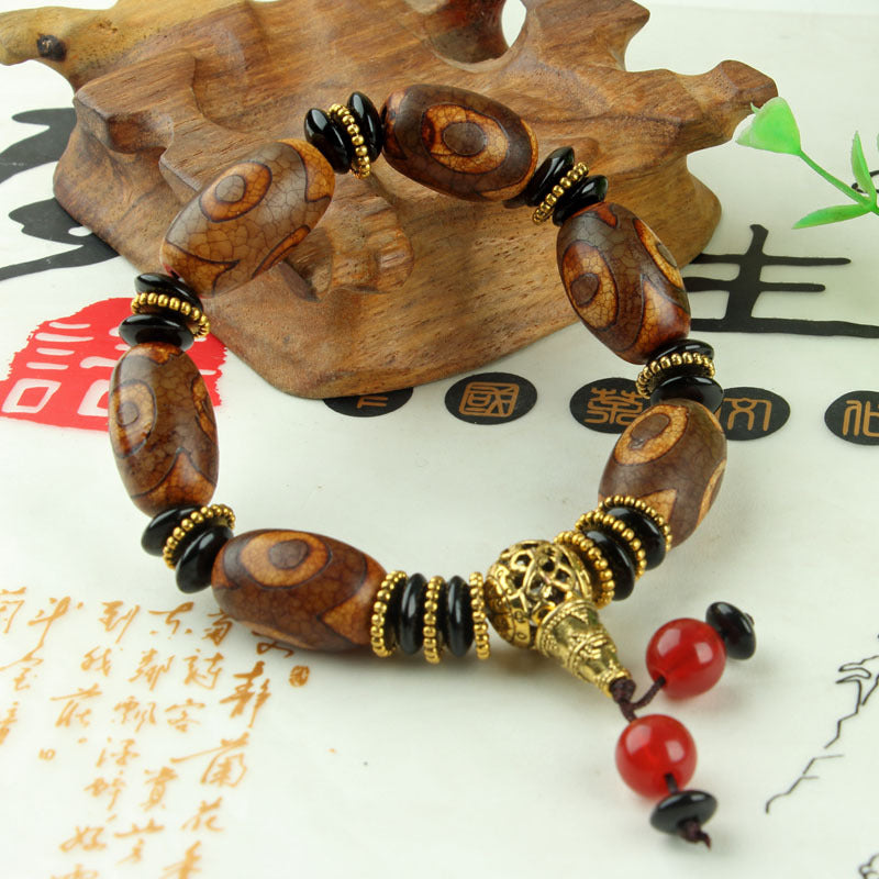 Dzi bracelets, Tibetan agate three-eyed Dzi bracelets, Tibetan nine-eyed Dzi, agate Dzi