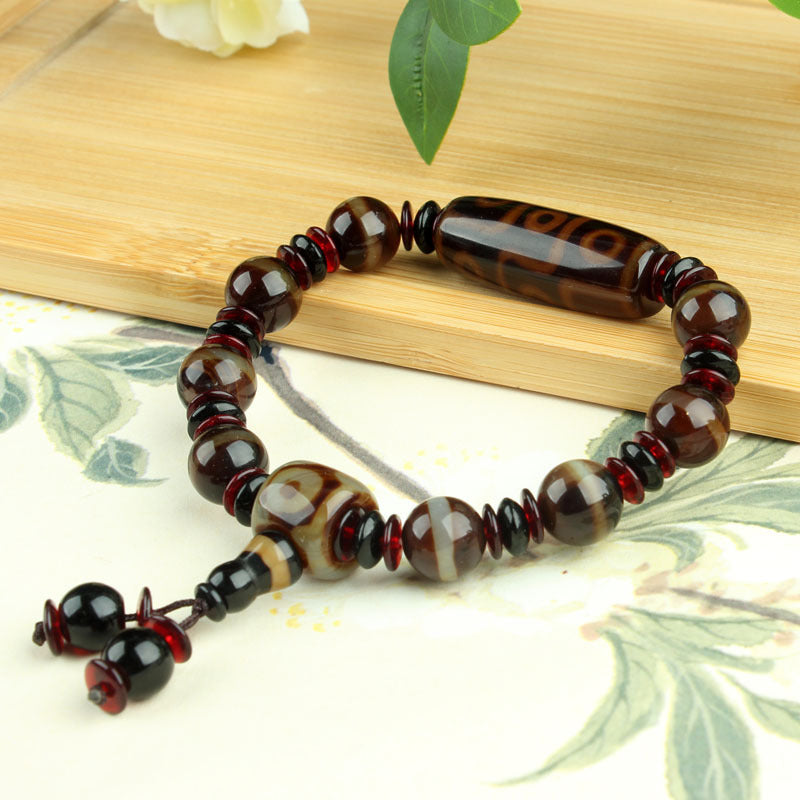 Dzi bracelets, Tibetan agate three-eyed Dzi bracelets, Tibetan nine-eyed Dzi, agate Dzi