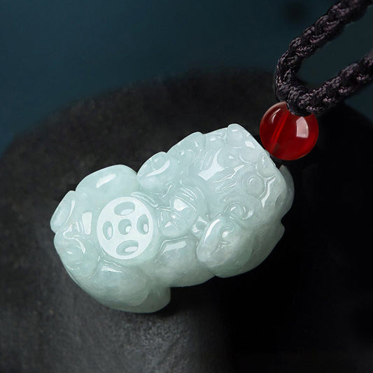 Natural Grade A Jade Money Pixiu Jade Pendant - Protects Wealth and Brings Luck