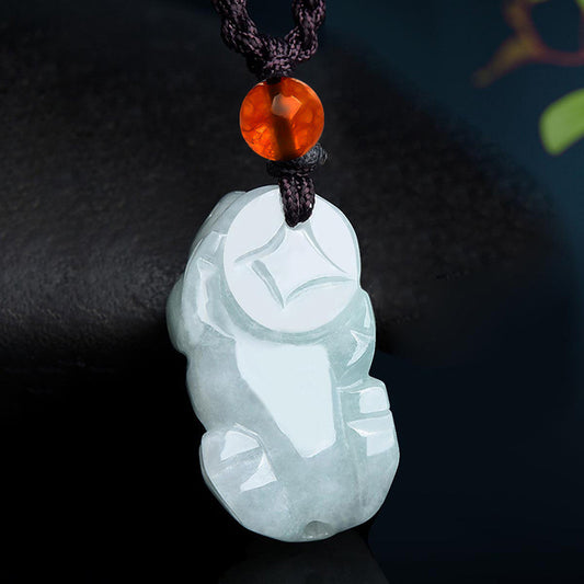 Natural Grade A Jade Money Pixiu Jade Pendant - Protects Wealth and Brings Luck