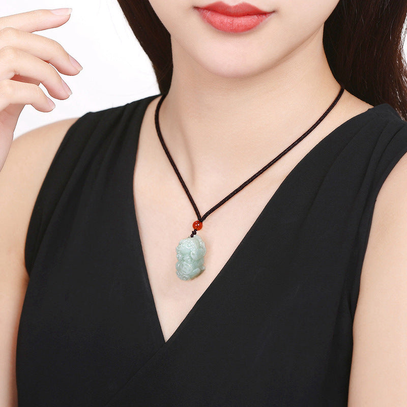 Natural Grade A Jade Money Pixiu Jade Pendant - Protects Wealth and Brings Luck