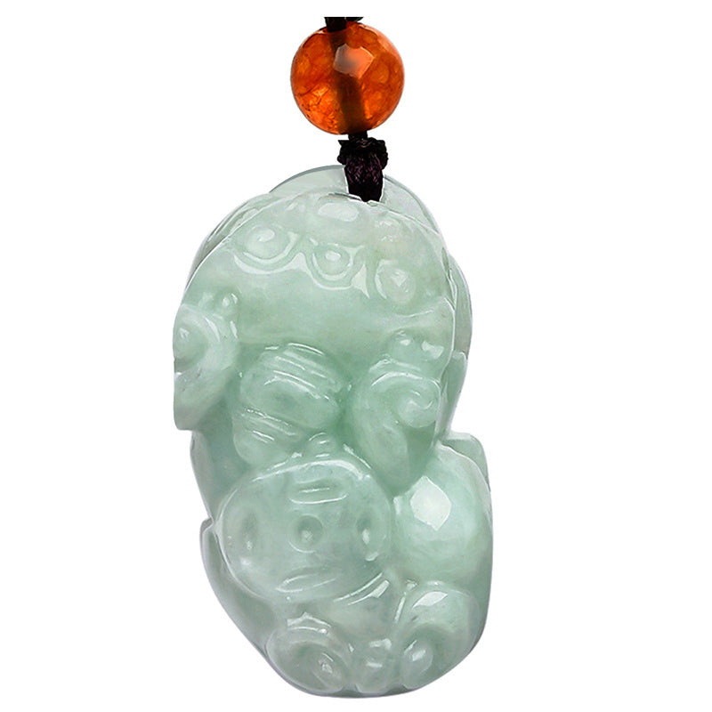 Natural Grade A Jade Money Pixiu Jade Pendant - Protects Wealth and Brings Luck