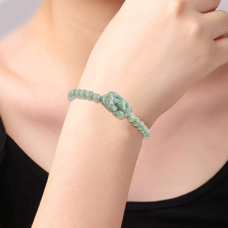 Grade A Jade Pixiu Feng Shui Bracelet – Attracts Wealth and Protects Financial Luck