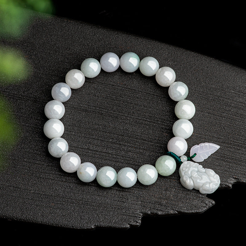 Natural Burmese A-Grade Icy Jade Pixiu Bracelet - Get Rich Overnight
