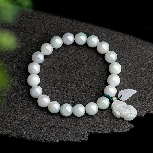 Natural Burmese A-Grade Icy Jade Pixiu Bracelet - Get Rich Overnight
