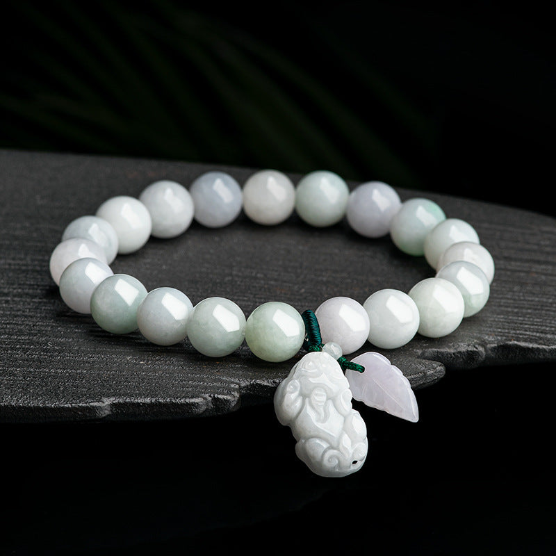 Natural Burmese A-Grade Icy Jade Pixiu Bracelet - Get Rich Overnight