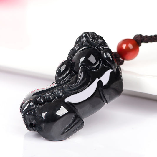 Natural Burmese Grade A Black Ice Jade Pixiu Pendant – A Timeless Symbol of Power, Prosperity, and Mystery
