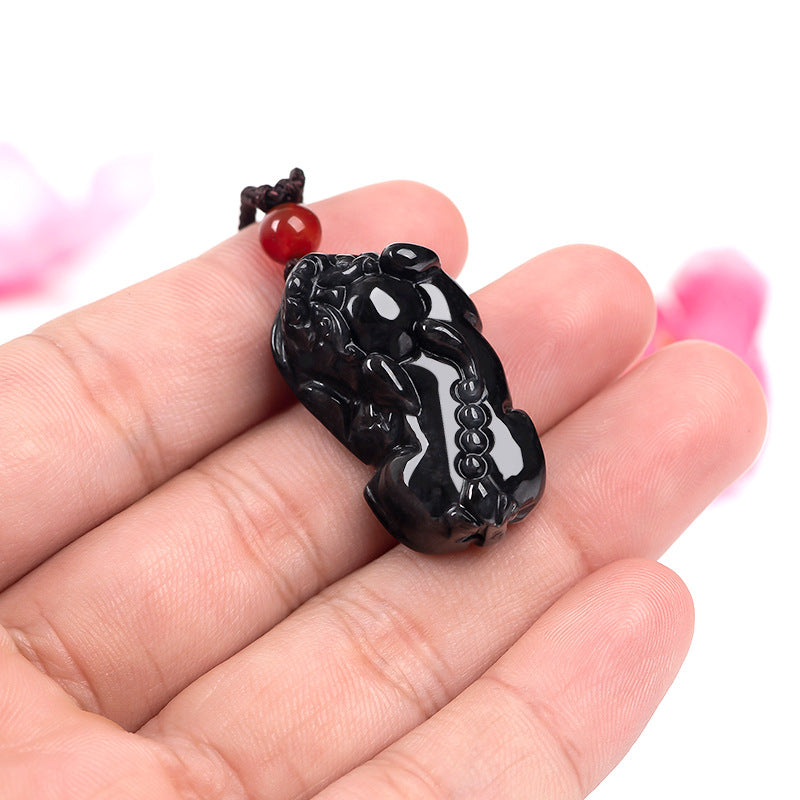 Natural Burmese Grade A Black Ice Jade Pixiu Pendant – A Timeless Symbol of Power, Prosperity, and Mystery
