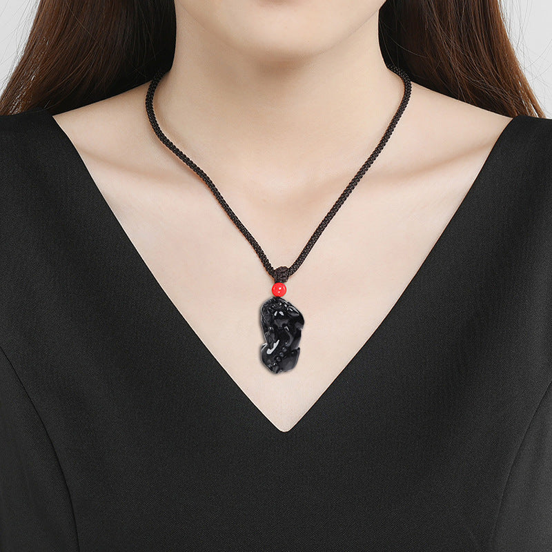Natural Burmese Grade A Black Ice Jade Pixiu Pendant – A Timeless Symbol of Power, Prosperity, and Mystery