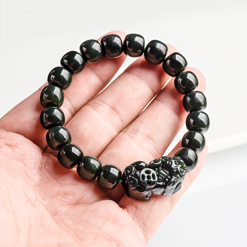 Natural Jade Black Pixiu Bracelet – Unleash Power, Embrace Wealth