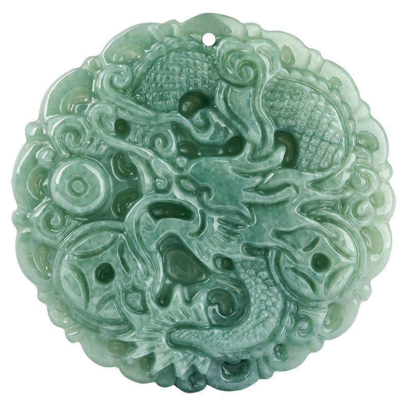 Lucky Dragon Pendant – Natural Grade A Icy Jadeite – Lucky Fortune