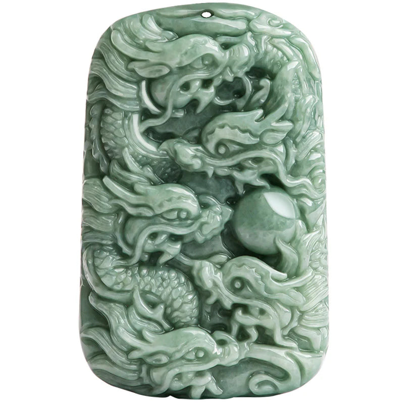 Natural Grade A Jadeite Nine Dragons Amulet Pendant – Guardian of Wealth, Strength, and Eternal Protection