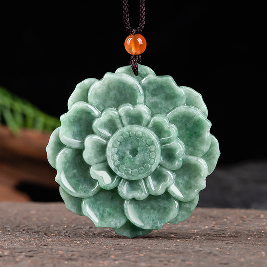 Natural Grade A Jade Lotus Pendant for Women - Blooming with Purity & Elegance
