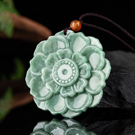 Natural Grade A Jade Lotus Pendant for Women - Blooming with Purity & Elegance