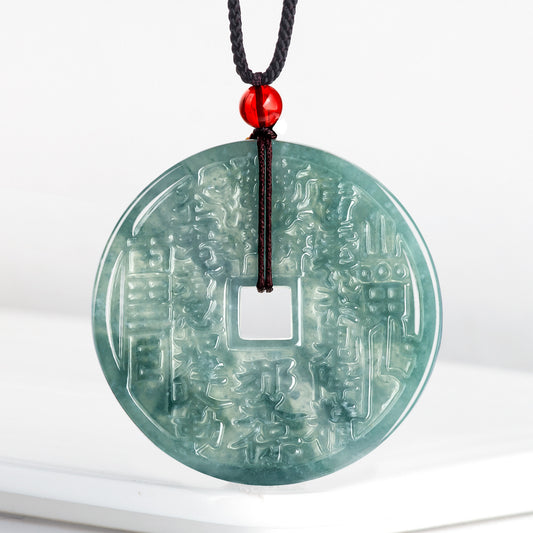 Natural Grade A Jade Bagua Jade Pendant - Balanced Protection