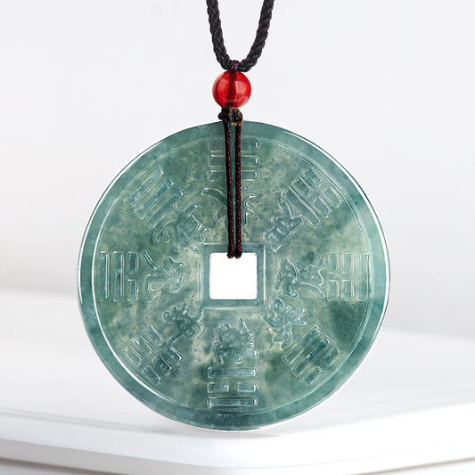 Natural Grade A Jade Bagua Jade Pendant - Balanced Protection