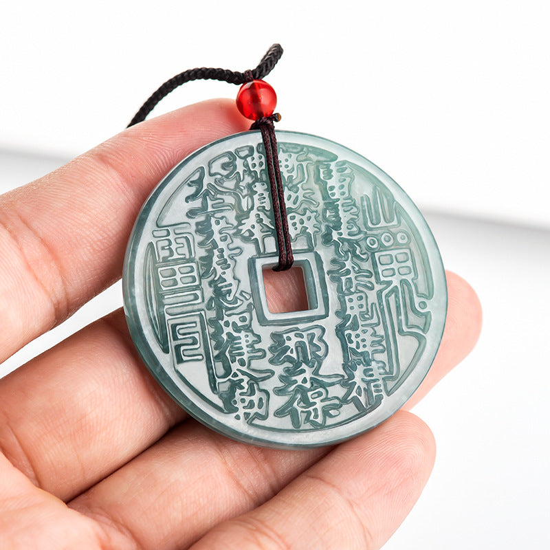 Natural Grade A Jade Bagua Jade Pendant - Balanced Protection