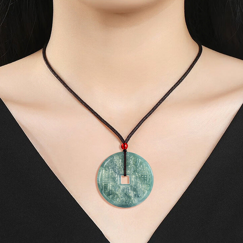 Natural Grade A Jade Bagua Jade Pendant - Balanced Protection