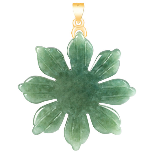 Natural Grade A Jade Sunflower Pendant with S925 Silver Chain—Keep Positive Energy with You!