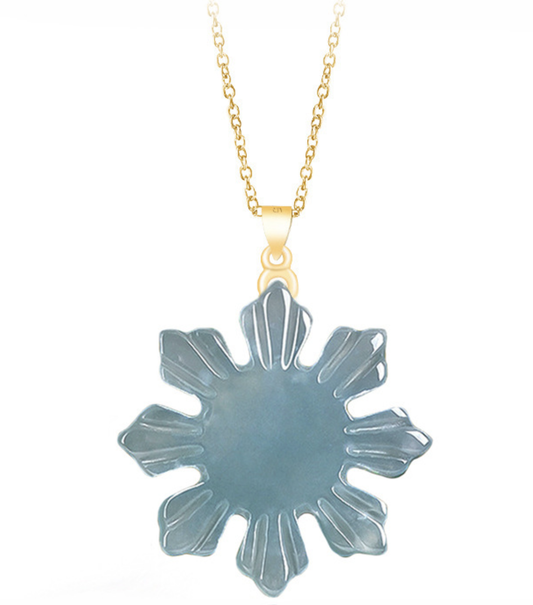 Natural Grade A Jade Sunflower Pendant with S925 Silver Chain—Keep Positive Energy with You!